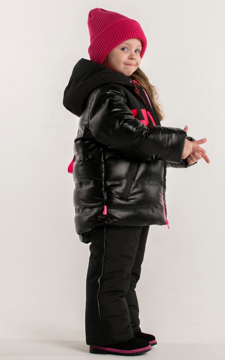 Комплект(куртка+брюки) детский Хэппи чёрный/фуксия. Фото N3