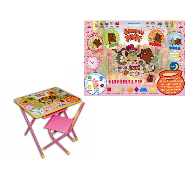 Набор мебели:стол+стул №3 "Винни-Пух" розовый