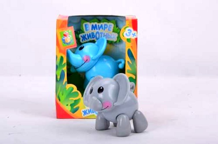 В мире жив. слон (голубой/серый )коробка с окошком 