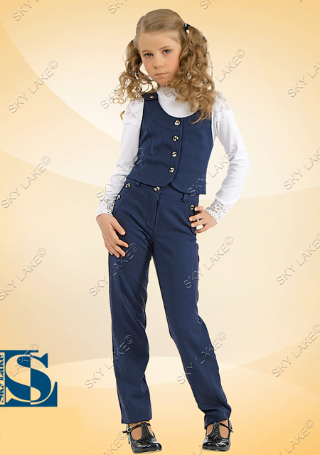 Школьная форма для девочек с брюками и жилеткой