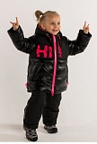 Комплект(куртка+брюки) детский Хэппи чёрный/фуксия